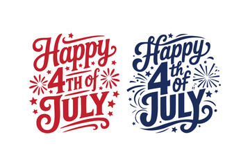 Happy 4th of July letter typography design