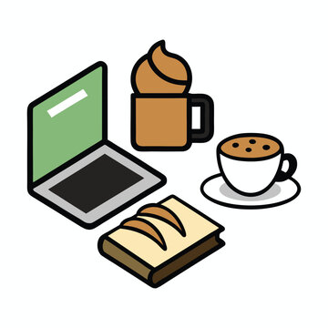 atte art, pastry, and an open laptop