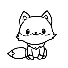 adorable fox with fluffy tail vector