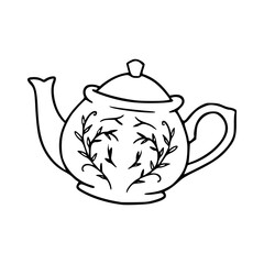 abstract teapot with floral accents vector design