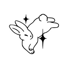 playful rabbit vector with magical sparkles
