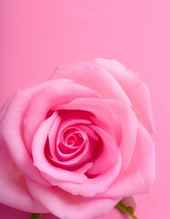 Love and Romance Concept – Rose on Pastel Pink Background