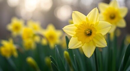 Obraz premium Golden Hour Daffodils AI Generated