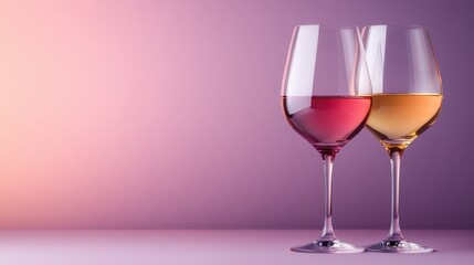A striking composition featuring two wine glasses, one filled with deep red and the other with golden yellow liquid, set against a gradient background, symbolizing diversity.