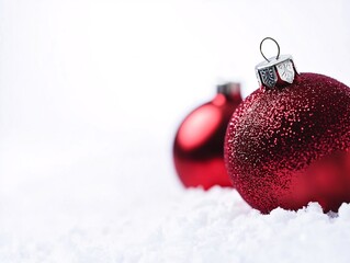 red christmas ball on snow