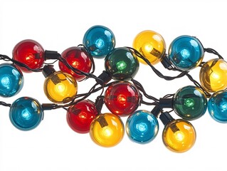 colorful christmas lights isolated on white 