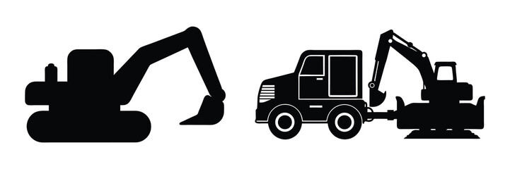 Naklejka premium excavator silhouette design.