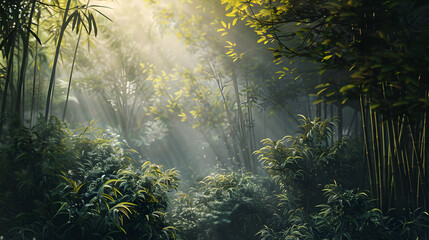 Obraz premium Bamboo Forest In Soft Morning Light