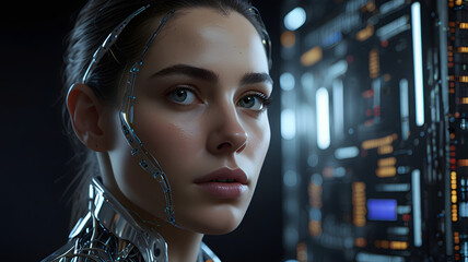 AI Woman in Digital Light

