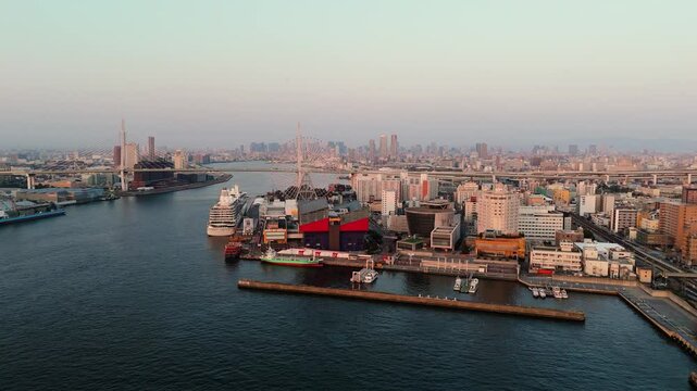 Scenic Aerial Perspective of Osaka Bay Area