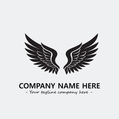 Wing illustration black and white for logo company vector image
