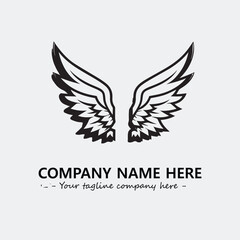Wing illustration black and white for logo company vector image
