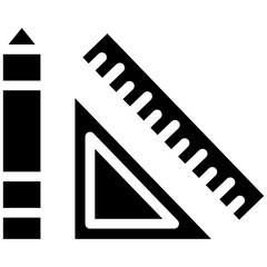 Pencil and Set Square Vector Icon