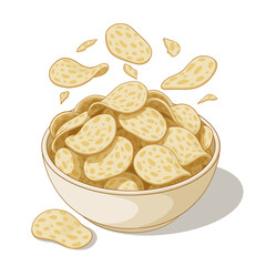 Digital Vector Illustration of Traditional Malaysian and Indonesian Tempe Chips Kerepek Tempe