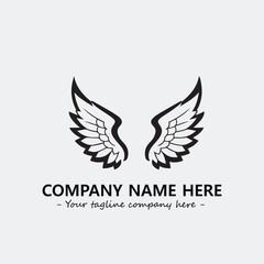 Wing illustration black and white for logo company vector image
