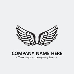 Wing illustration black and white for logo company vector image
