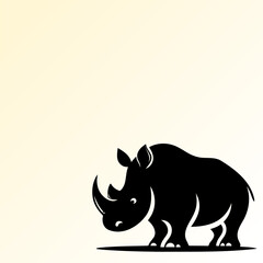 Illustration of a black rhino silhouette on a yellow gradient background
