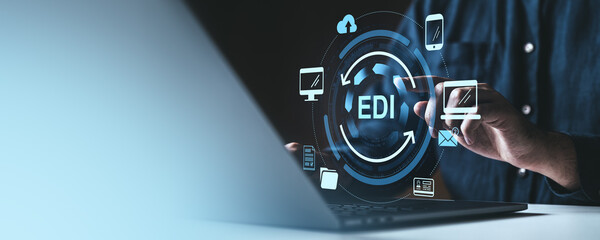 Electronic data interchange EDI technology concept.