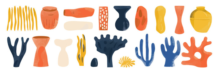 Set of abstract organic shape. hand drawn doodle art. vector blob
