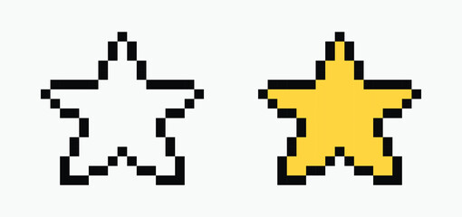 set star pixel art icon vector illustration.