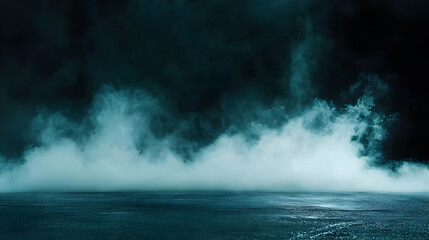 Fototapeta premium Mysterious Fog and Mist Over Dark Water Surface at Night