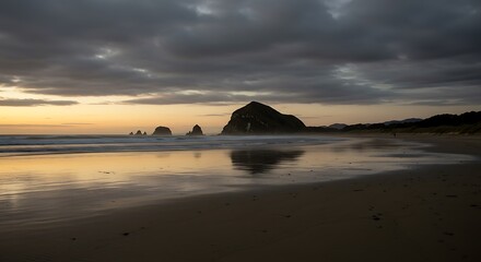 Fototapeta premium Twilight's Coastal Embrace AI Generated