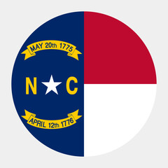 Flag of North Carolina. North Carolina flag. North Carolina circle flag logo icon computer vector illustration design.