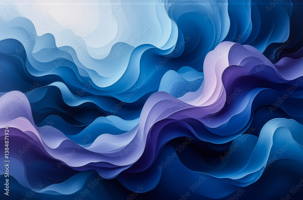 Aufkleber abstract waves of blue and purple hues create a dynamic and flowing visual. the artistic design pres
