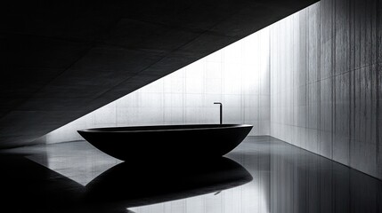 Modern Minimalist Concrete Bathtub Interior