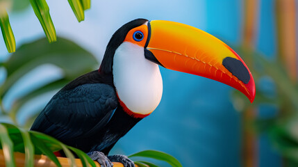 Fototapeta premium Close-Up of a Colorful Toucan in the Rainforest Jungle