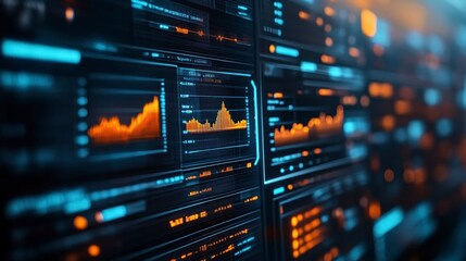 Obraz premium Futuristic Data Visualization with Graphs and Digital Interfaces