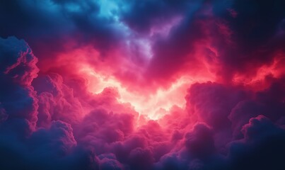 Vibrant Abstract Cloud Formation with Dramatic Lighting and Color Contrast