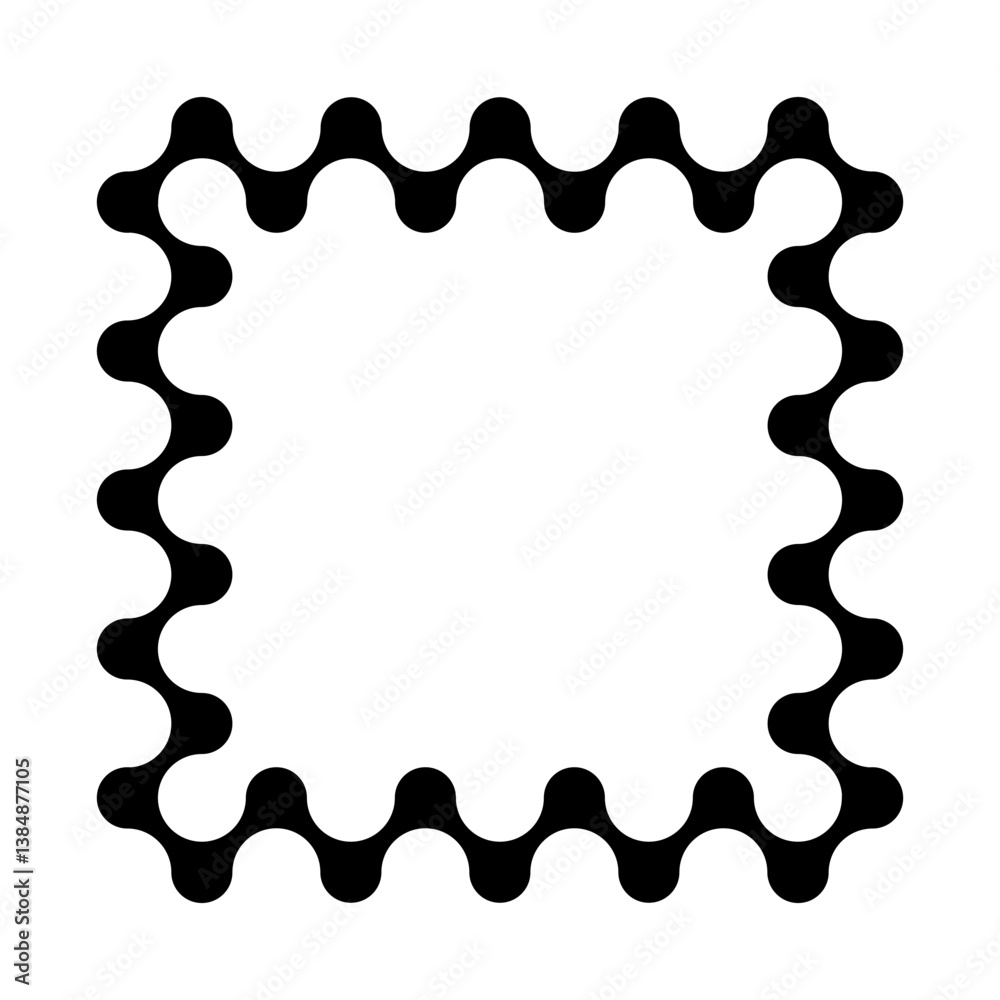 Poster Ornate square frame with repeating wavy inner edges creative projects