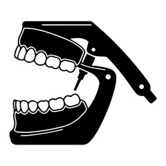 Dental Articulator Silhouette, with Teeth and Drill Icon Isolated © brovarky
