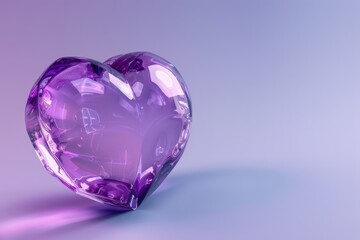 Fototapeta premium A beautifully crafted purple crystal heart sits elegantly against a soft pastel background