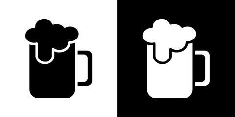 Beer mug icons vector set in solid flat style