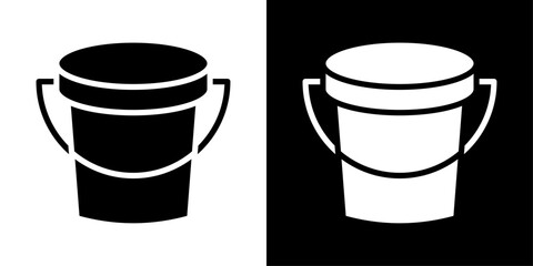 Bucket icons vector set in solid flat style