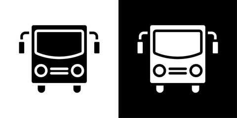 Bus icons vector set in solid flat style