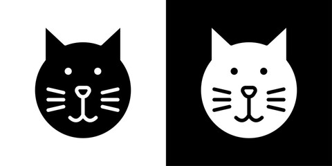 Cat icons vector set in solid flat style