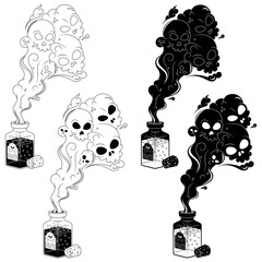 Poison bottle with toxic smoke