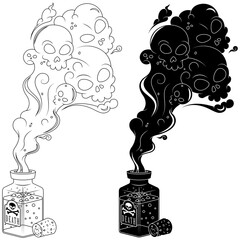 Poison bottle with toxic smoke