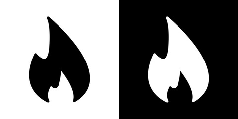 Fire icons vector set in solid flat style