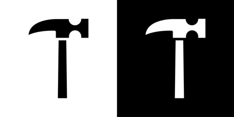 Hammer icons vector set in solid flat style
