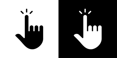Hand click icons vector set in solid flat style