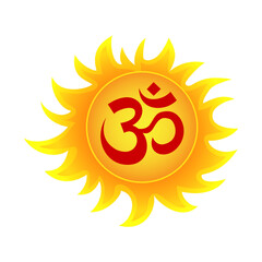 om symbol with sun 