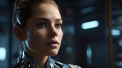 Neon Veins of a Digital Woman
