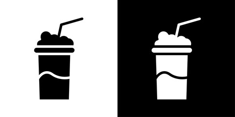 Milkshake icons vector set in solid flat style