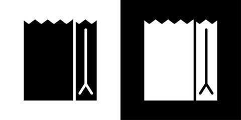 Paper bag icons vector set in solid flat style