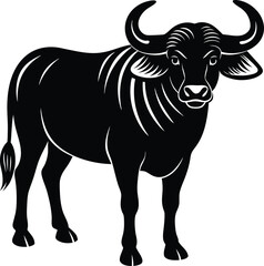 vector illustration of a black bull