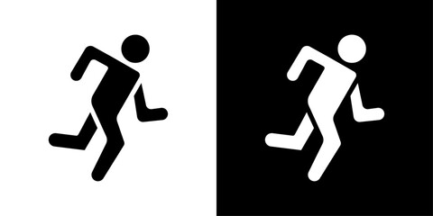 Running icons vector set in solid flat style
